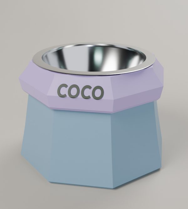 Gem, facetado, celeste y lila, con el nombre COCO