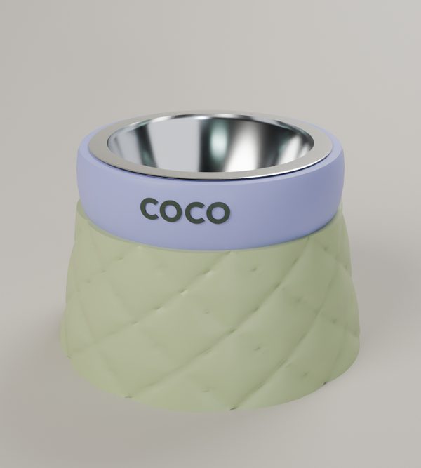 Quilt, acolchado, verde y lavanda, con el nombre COCO