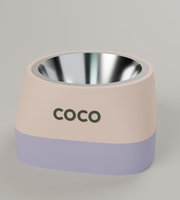 Soporte durazno y lila con el nombre COCO